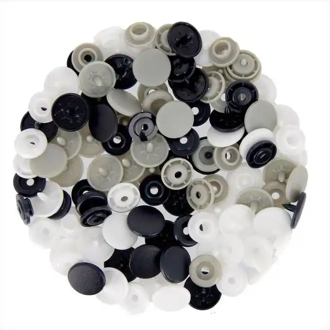 Druckknöpfe Color Snaps, schwarz, grau und weiß Mega-Angebot