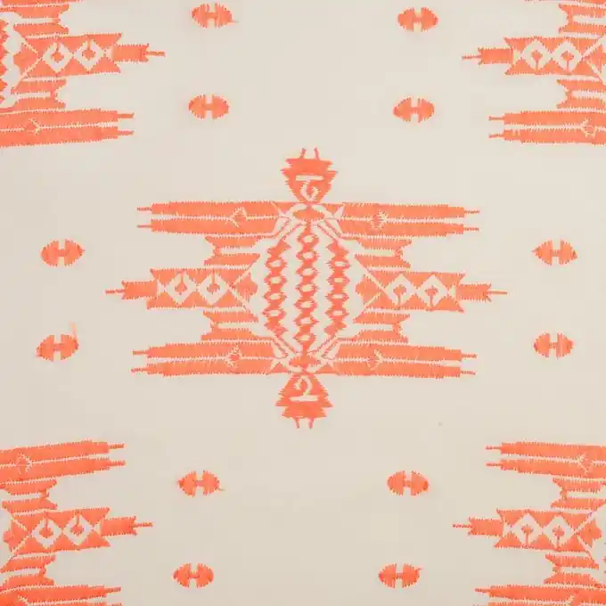 Expressversand Viskosestoff Ikat-Stickerei Koralle 132cm Breite