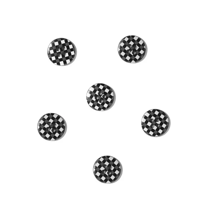 Knöpfe Vichy mit Punkten 18 mm weiß schwarz Must-Have