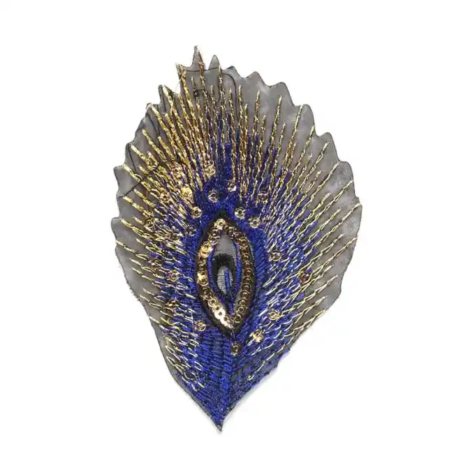 Bügelbild stickerei Feder – dunkelblau Jetzt Kaufen