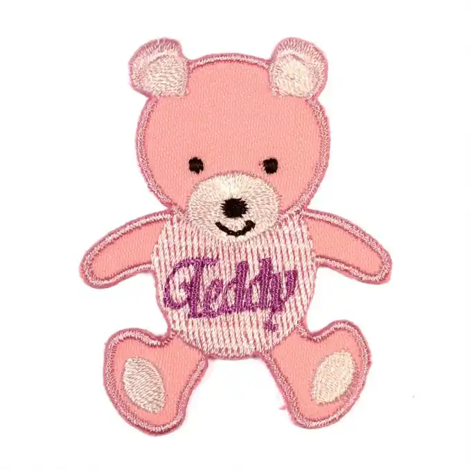 Thermoklebende Verzierung mit Motiv rosa Teddy Nur Heute