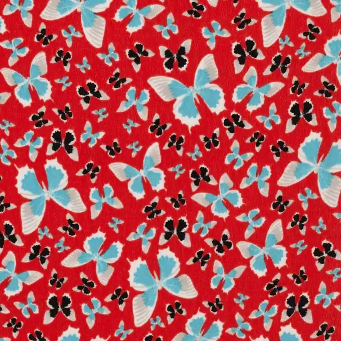 Korallenroter Crêpe Schmetterling 150cm Breite Ab Werk