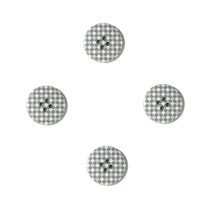 Vichy-Knöpfe weiß und grau 25 mm Preiswert