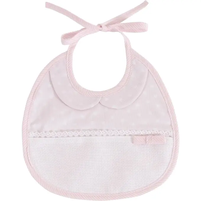 Ab Werk Stickerei-Lätzchen 6 Monate „Mon 1er Bonheur“ Rosa 24,5×27,5cm