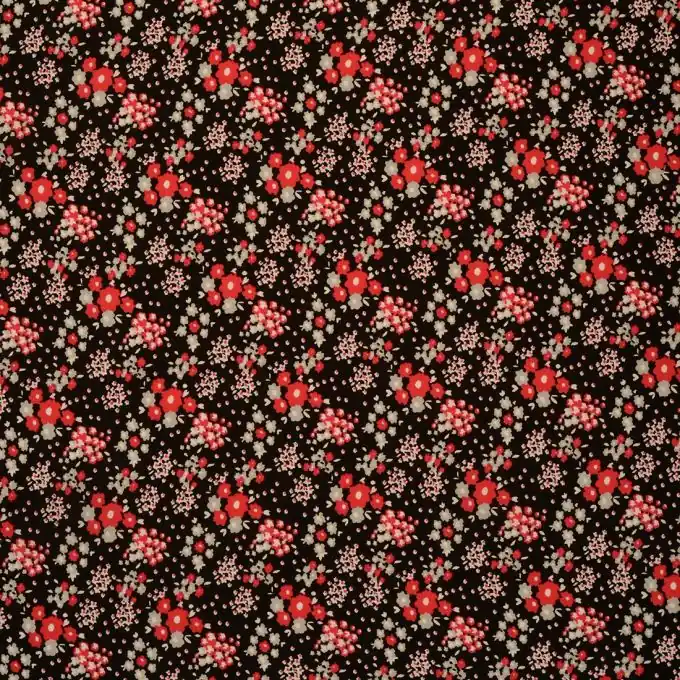 Viskosestoff Blumen schwarz Bestpreis