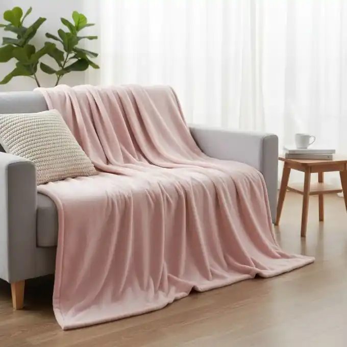 Flanell Plaid 220×240 cm Hellrosa Im Trend