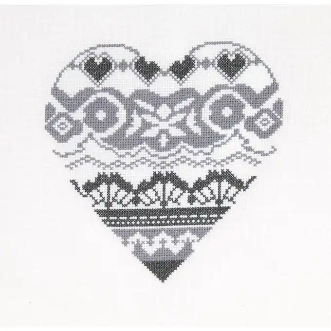 Stickset Herzstickerei auf Leinwand 18 cm Geld-Zurück-Garantie