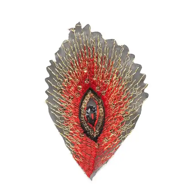 Bügelbild stickerei Feder – rot Markenprodukt