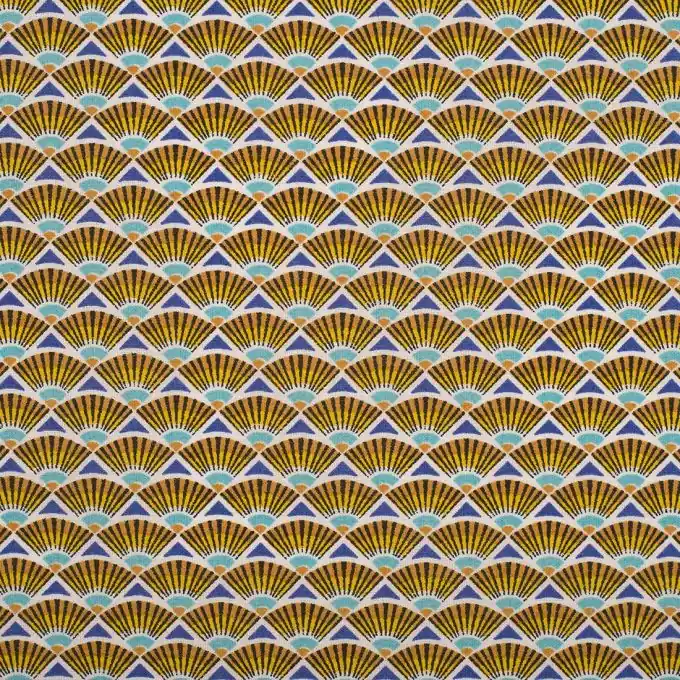 Kostenfreie Lieferung Baumwollstoff Fächermotiv Gelb