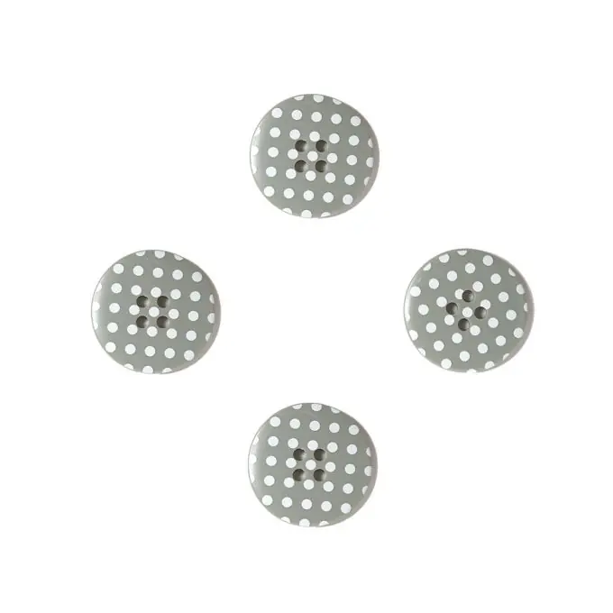 Knöpfe Vichy mit Punkten 25 mm dunkel grau weiß Online Kaufen