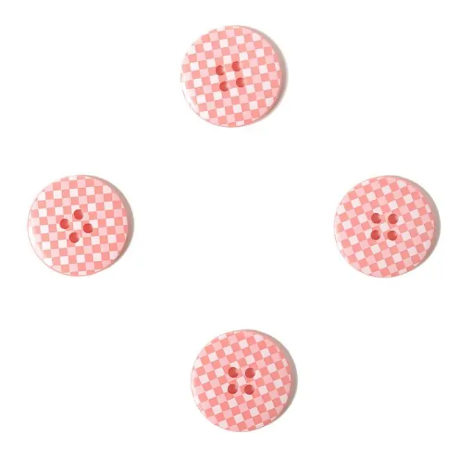 Knöpfe Vichy mit Punkten Koralle weiß 25 mm Direktkauf