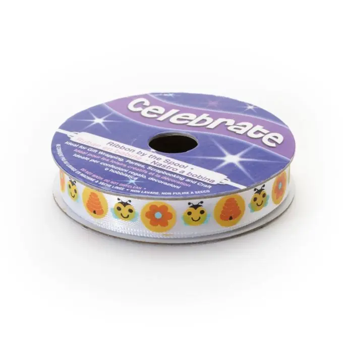 Sonderangebot Kreative Dekoration: Bandspule „Celebrate“, 9 mm x 3 m, Weiß silberfarben