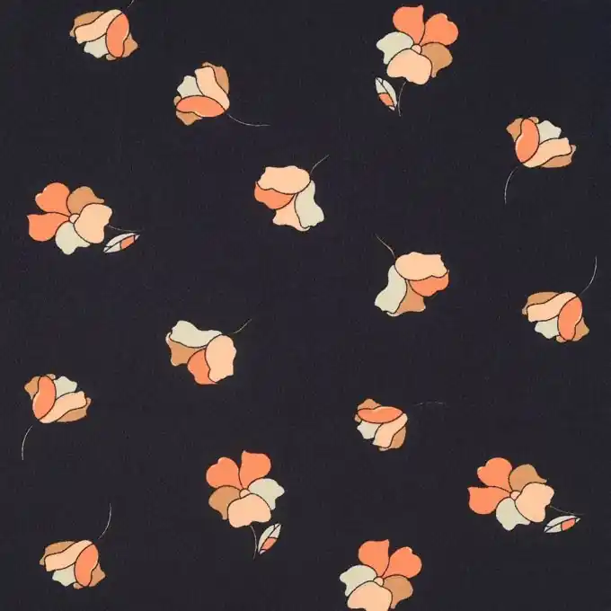 Marineblaue Mousseline mit Blumen, 145 cm Breite Heißes Angebot