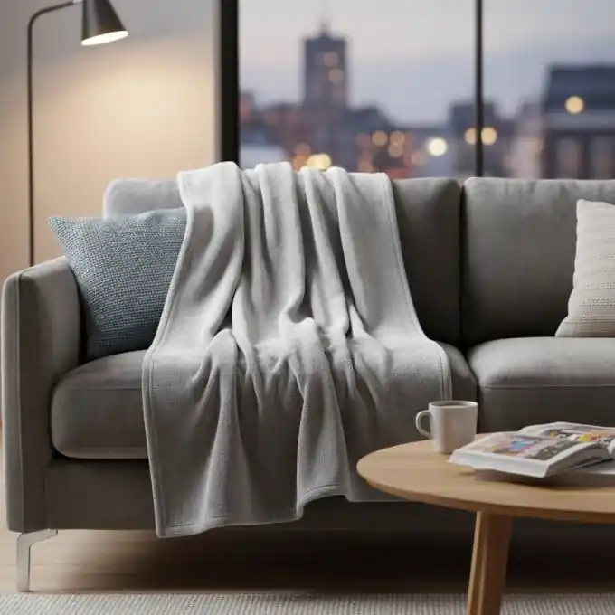 Flanelldecke Grau 180×230 cm Uni Gemütlich Super-Preis