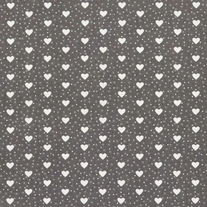 Cretonne Stoff Grau mit Mini-Herzen 160 cm Breite Top-Preis
