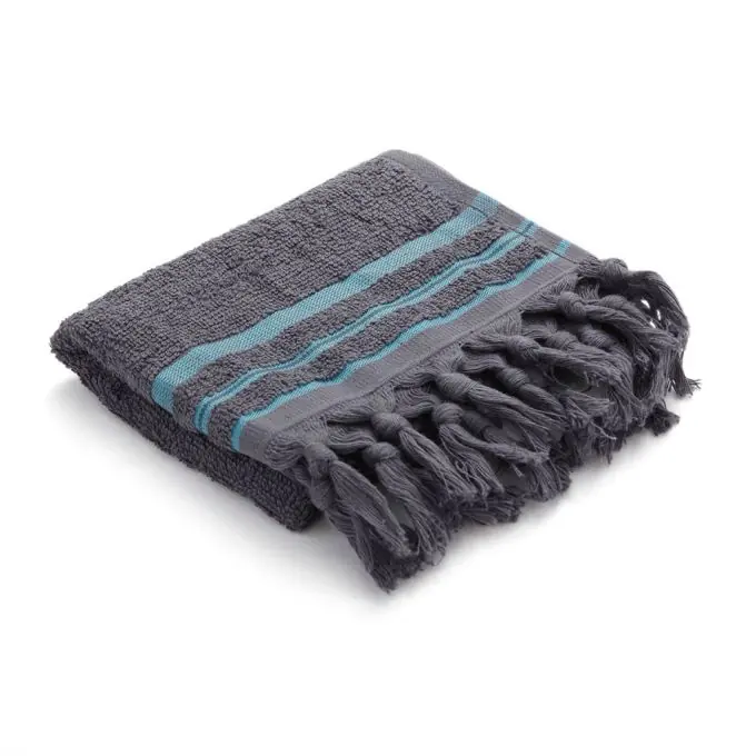 Geld-Zurück-Garantie Hammam Handtuch 30x50cm Grau/Lagon