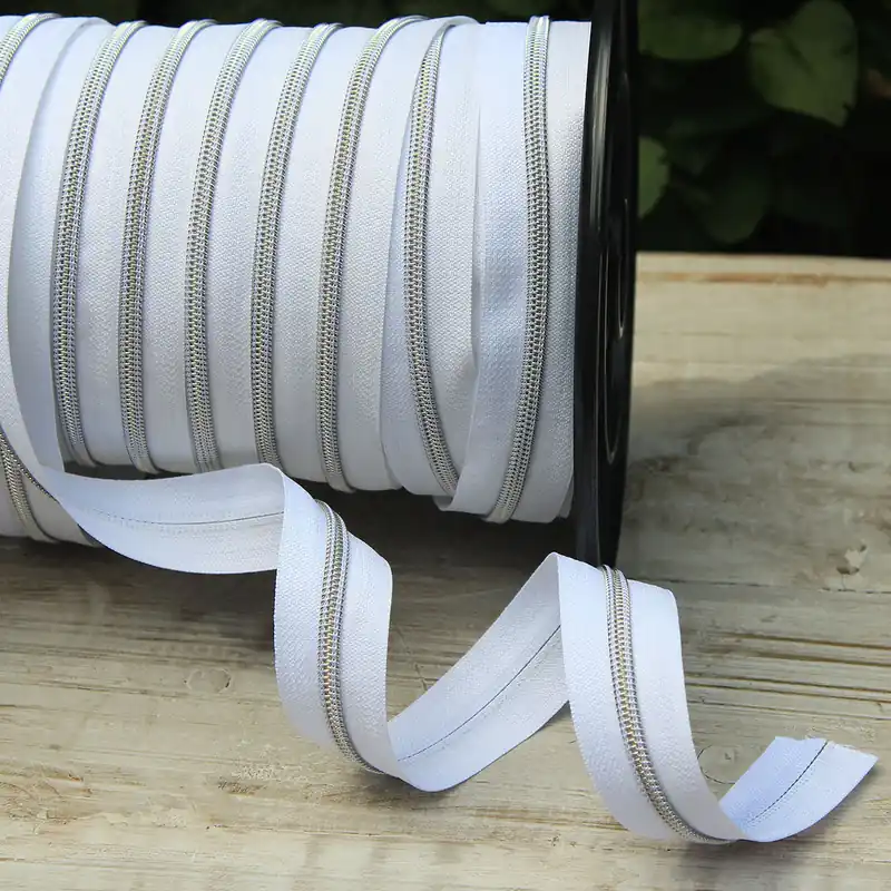 Online Kaufen Reißverschluss metallisiert weiß/silber breite Raupe