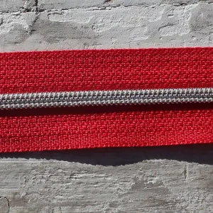 Reißverschluss metallisiert rot/silber schmale Raupe Direkt Vom Hersteller