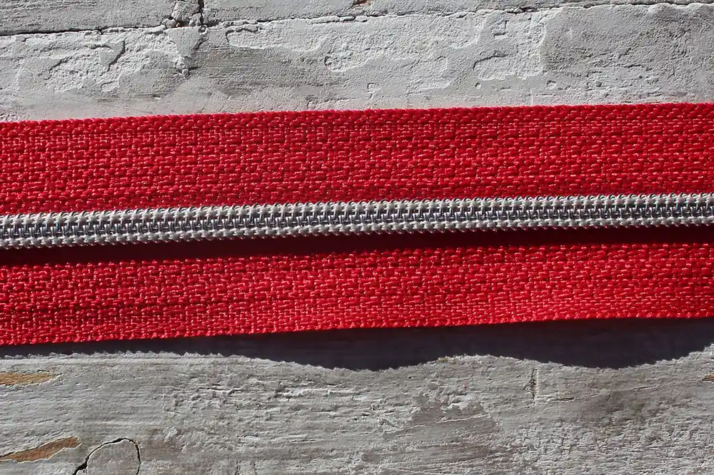 Reißverschluss metallisiert rot/silber schmale Raupe Direkt Vom Hersteller