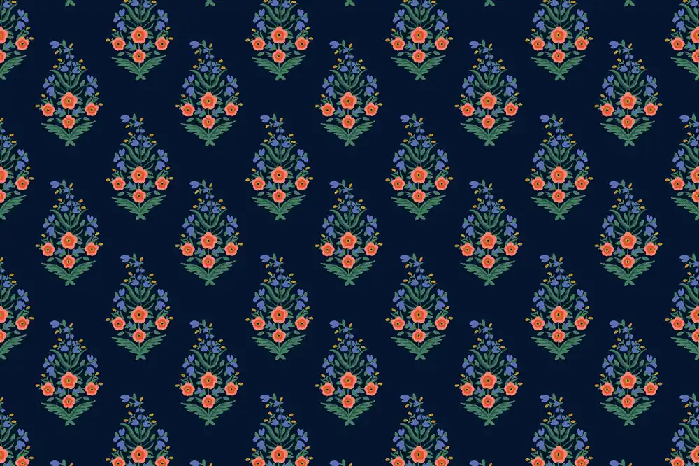 Rifle Paper Vintage Garden Paisley Navy Metallic Kracherpreis