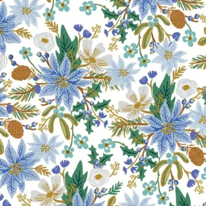 Sale Cotton and Steel Rifle Paper Holiday Classics Poinsettia Bouquet white metallic