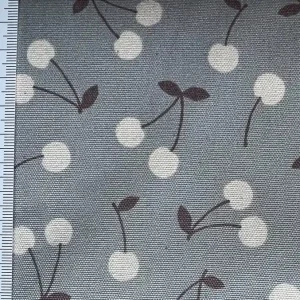 Zertifiziert Kokka Trefle Kirschen blau-grau