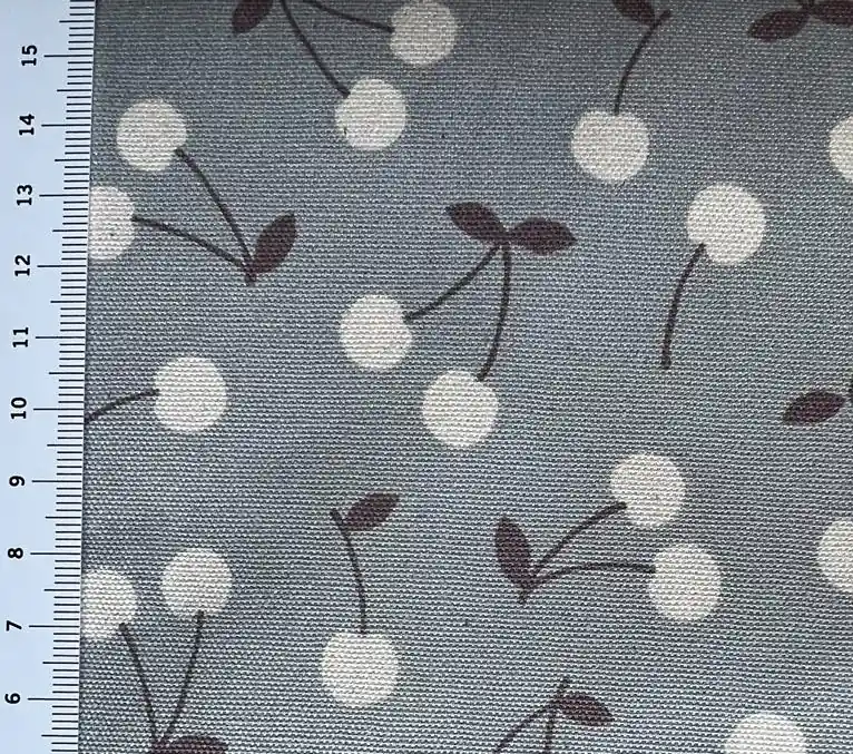 Zertifiziert Kokka Trefle Kirschen blau-grau