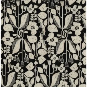 Kokka Canvas Retroblumen black Neuheit