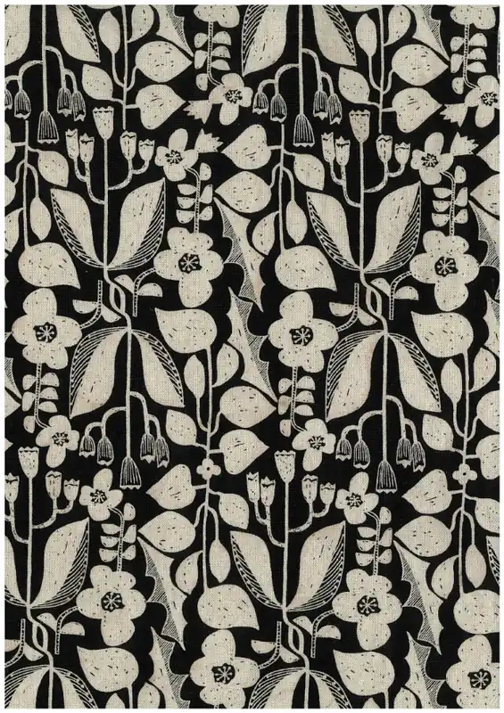 Kokka Canvas Retroblumen black Neuheit