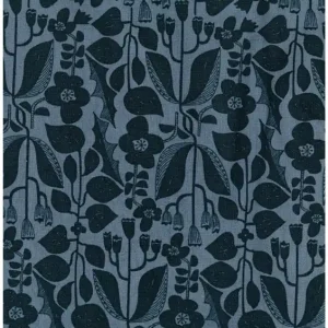 Neuheit Kokka Canvas Retroblumen petrol