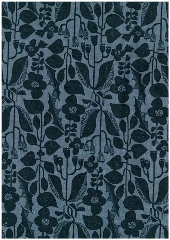 Neuheit Kokka Canvas Retroblumen petrol