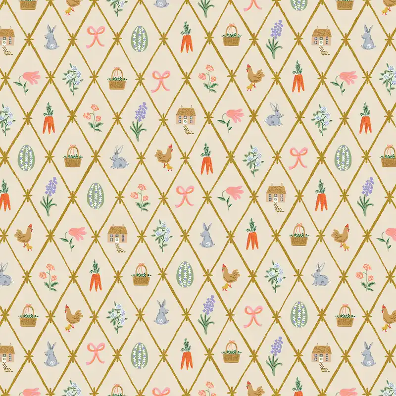 Rifle Paper Easter Lattice Linen Fabric Sale