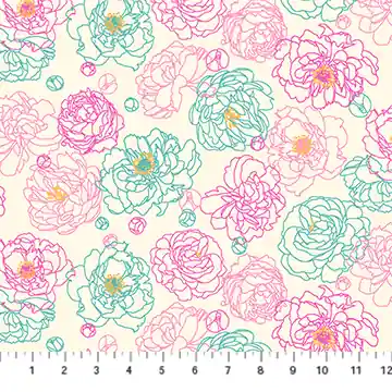 Hochwertig Primavera by Pippa Shaw Peony Outline beige multi