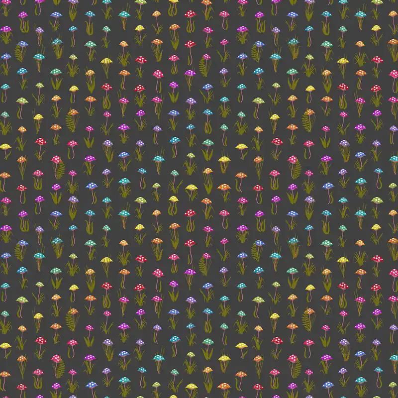 Alison Glass Color Wheel Butterfly Mushroom Parade Night Handgefertigt