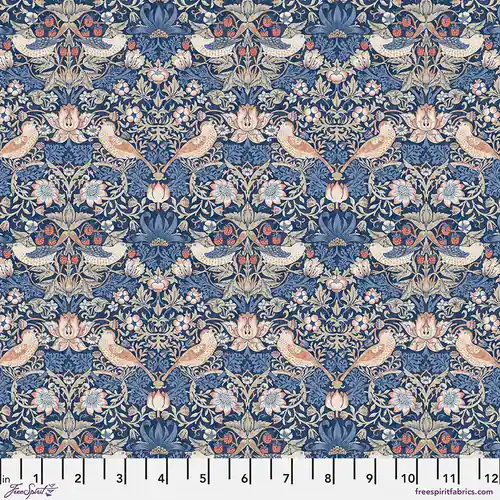 Geld-Zurück-Garantie Baumwoll-Voile Cotton Lawn Bexleyheath Morris&Co Mini Strawberrie Thief Inky