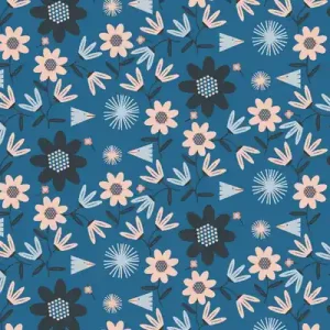 Cotton and Steel Among Flowers Puebla Estudio Fractal Twilight blue Billig