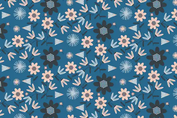 Cotton and Steel Among Flowers Puebla Estudio Fractal Twilight blue Billig