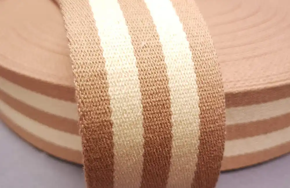 Schneller Versand Gurtband 5 cm sand/wollweiß gestreift