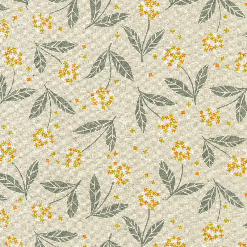 Flowers Cotton Flax Prints Florals yelow Schnäppchen