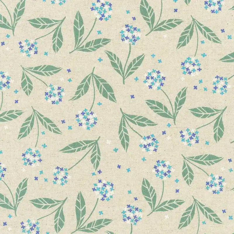 Flowers Cotton Flax Prints Florals blue Preisknaller