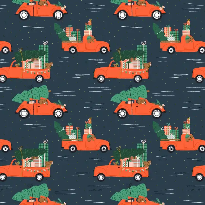 Premium Merry Pawmas Holiday Haulin‘ Hounds midnight metallic