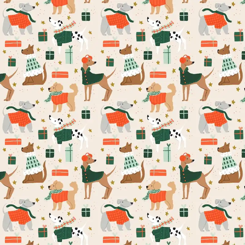 Merry Pawmas Holiday Dapper Dogs Cream Metallic Preisknaller