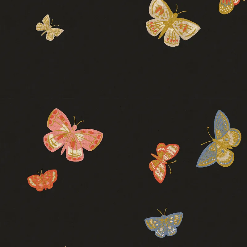 Saisonangebot Rifle Paper English Rose Butterfly House Canvas Black Metallic