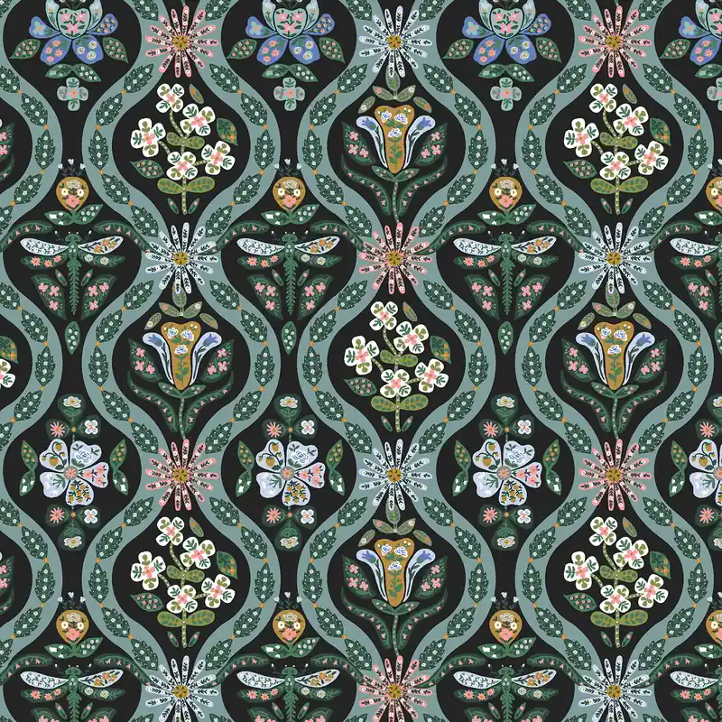 Letzte Chance Rifle Paper English Rose Posie Black Metallic