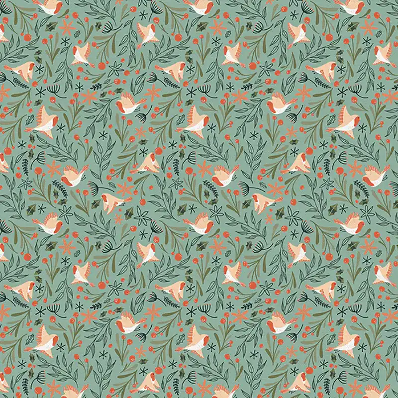 Mistletoe by Melanie Sharpe Songbirds Teal Solange Der Vorrat Reicht