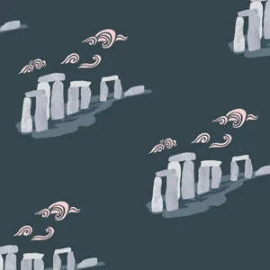 Weltweiter Versand London Town by Sara Mulvanny Take me to Stonehenge Dark Teal