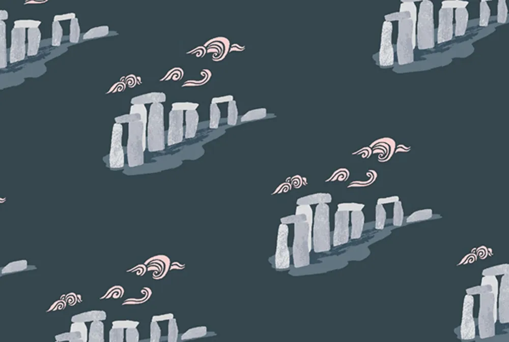 Weltweiter Versand London Town by Sara Mulvanny Take me to Stonehenge Dark Teal