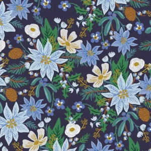 Beliebt Cotton and Steel Rifle Paper Holiday Classics Poinsettia Bouquet navy metallic