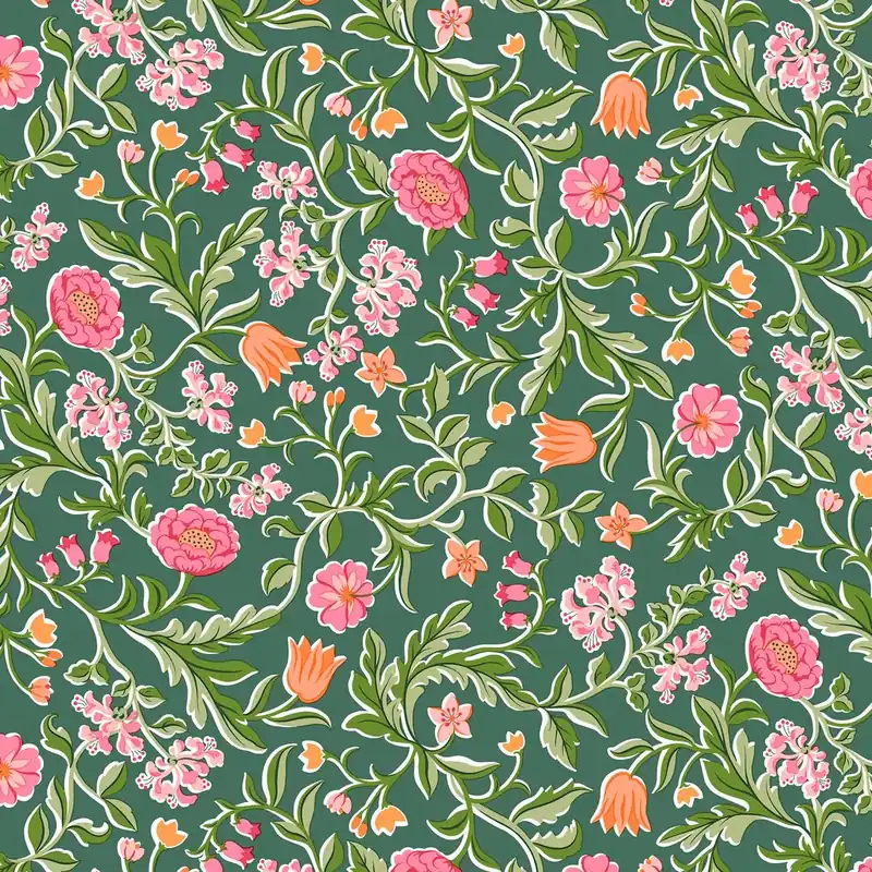 Liberty London Quilting Cotton Craft Garden May’s Flowers green Sale