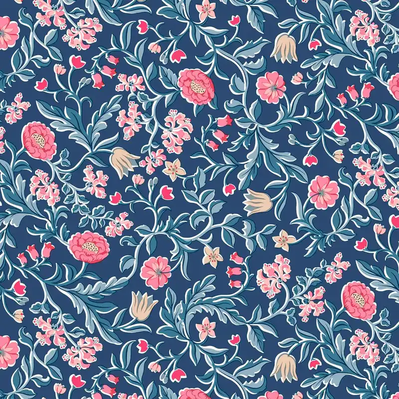 Liberty London Quilting Cotton Craft Garden May’s Flowers blue Sofort Bestellen